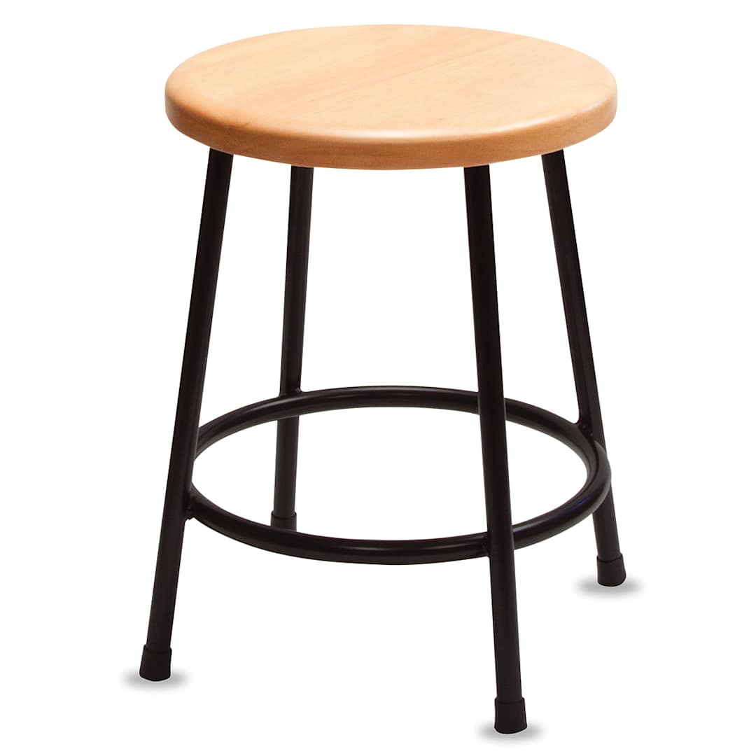 Open in modal - Richeson Lyptus and Steel Stool - Front view of Round Stool