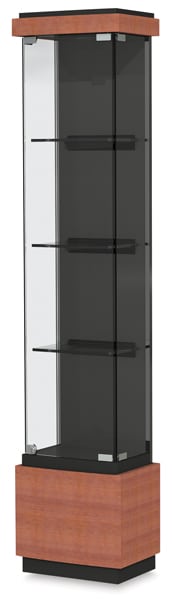 Open in modal - 16" wide Quantum Series Display Case-right angle view with cherry trim and three shelves