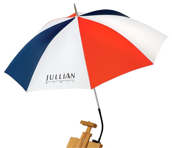 Open in modal - Jullian Easel Umbrella - Red, White and Blue Umbrella shown attached to easel