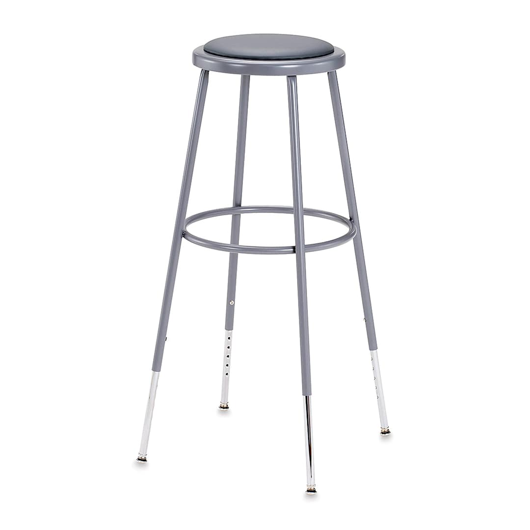 Open in modal - National Public Seating Corp. Adjustable Padded Stool - 31" - 39" tall, Grey
