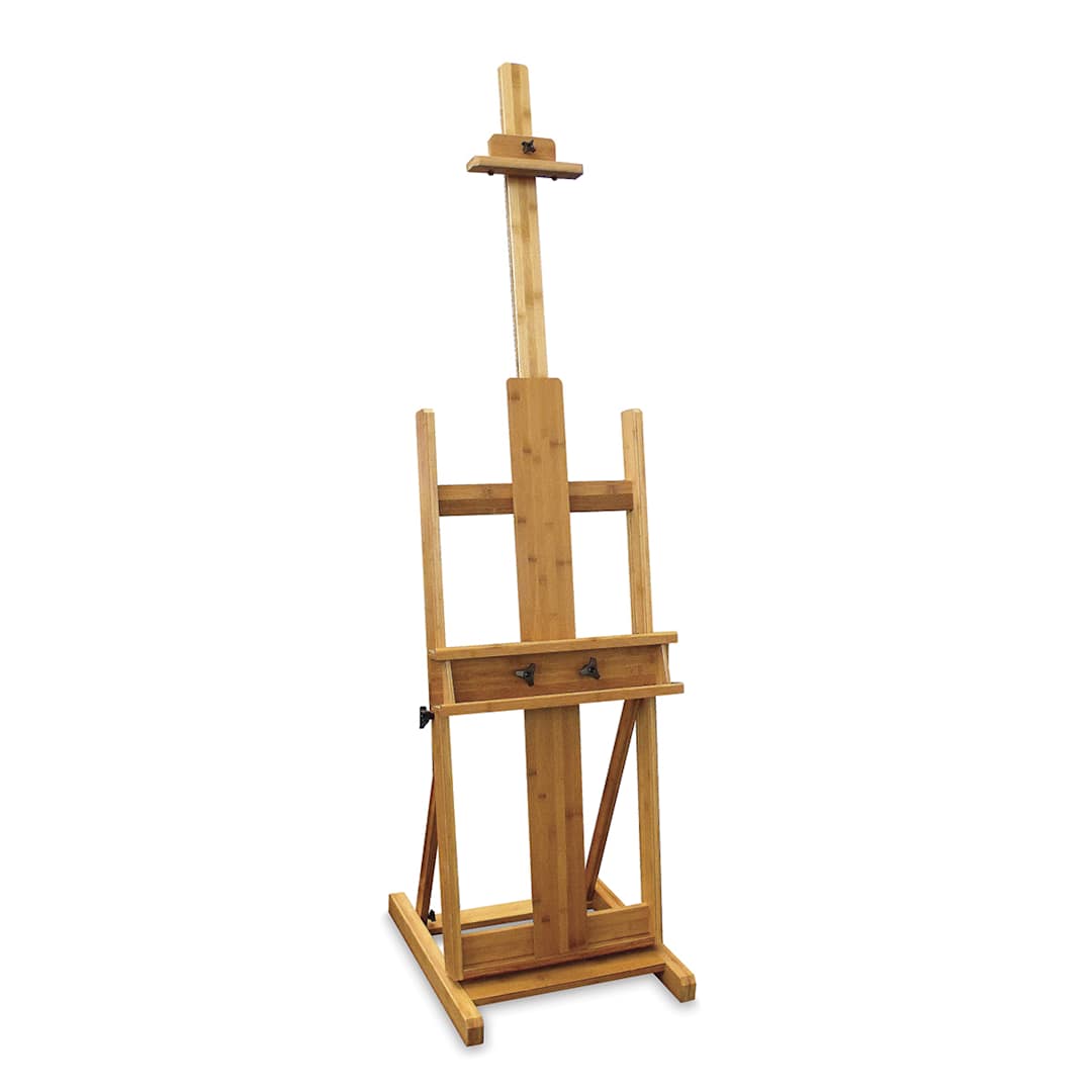 Open in modal - Brazos Bamboo H-Frame Easel - Front view of easel with mast fully extended
