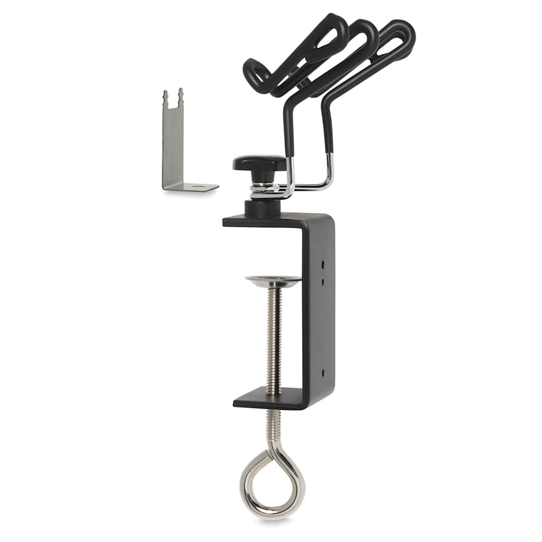 Open in modal - Iwata Universal Airbrush Holder - component parts of holder shown