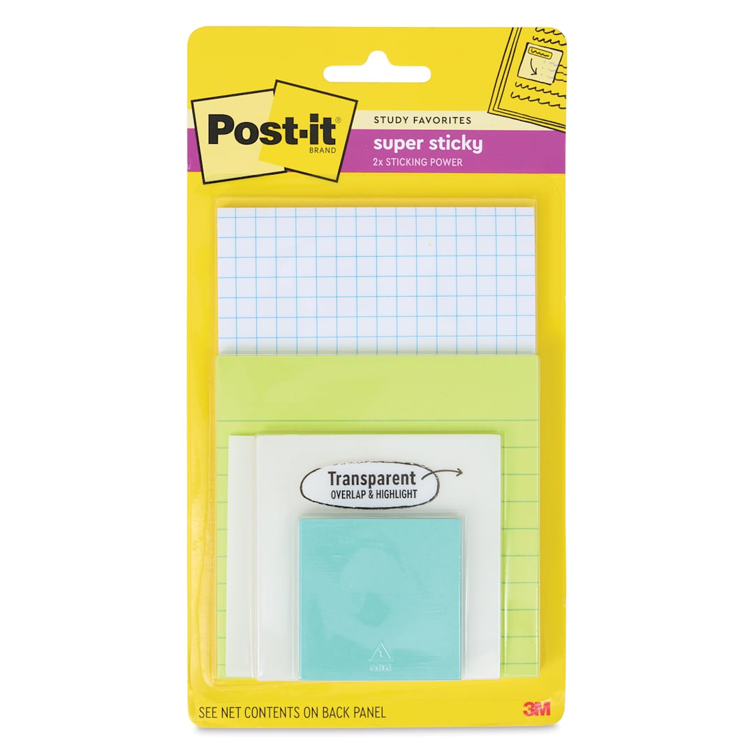 Open in modal - Post-It Super Sticky Notes Study Pack - Assortment, Pkg of 5, front of the packaging