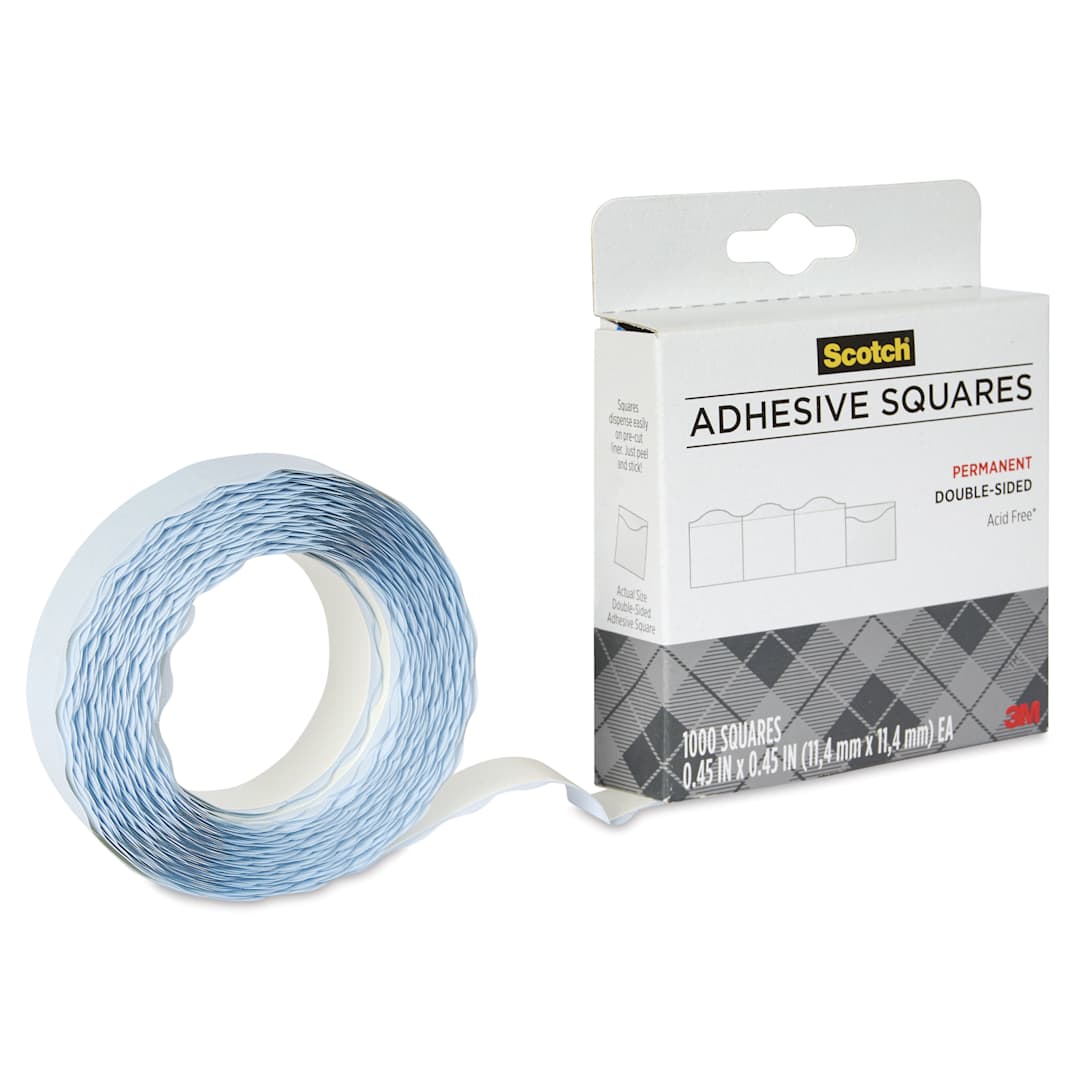 Open in modal - Scotch Permanent Adhesive Squares - Pkg of 1000, 0.45" x 0.45"