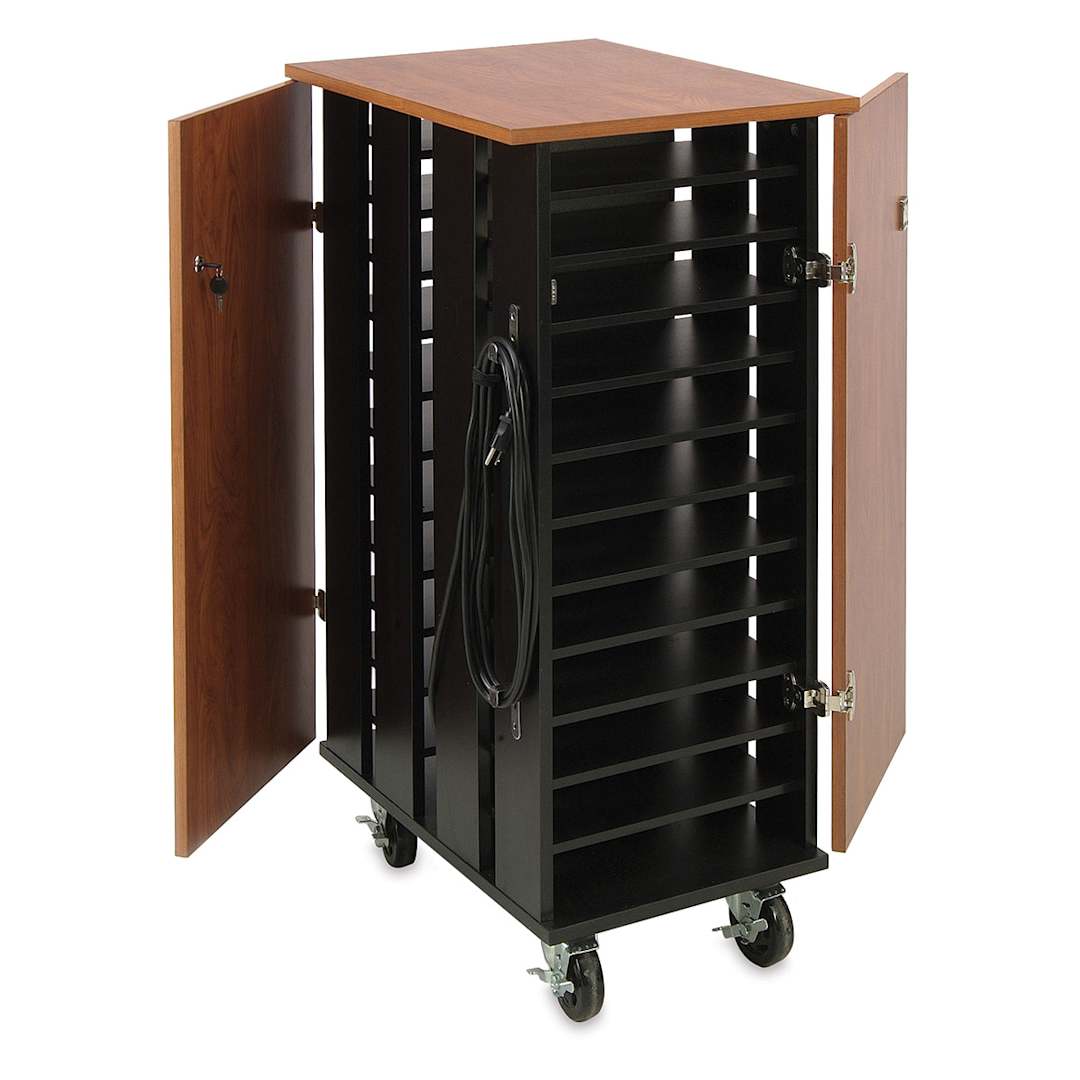 Open in modal - =Charging Storage Carts - 24 Table cart shown with doors pulled back
