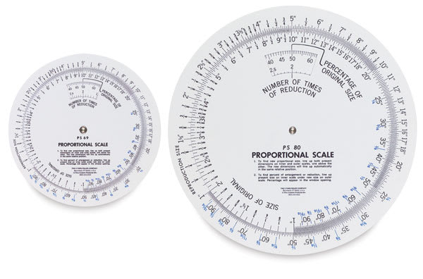 Open in modal - Westcott Proportional Scale - Top view of Small and large Scales 
