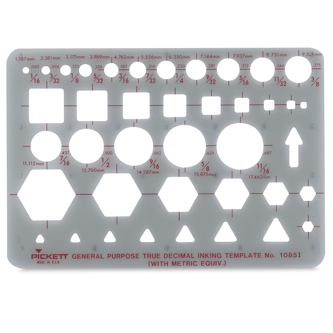 Open in modal - Pickett Arrows and Shapes Templates - front view of True Decimal General Purpose Template