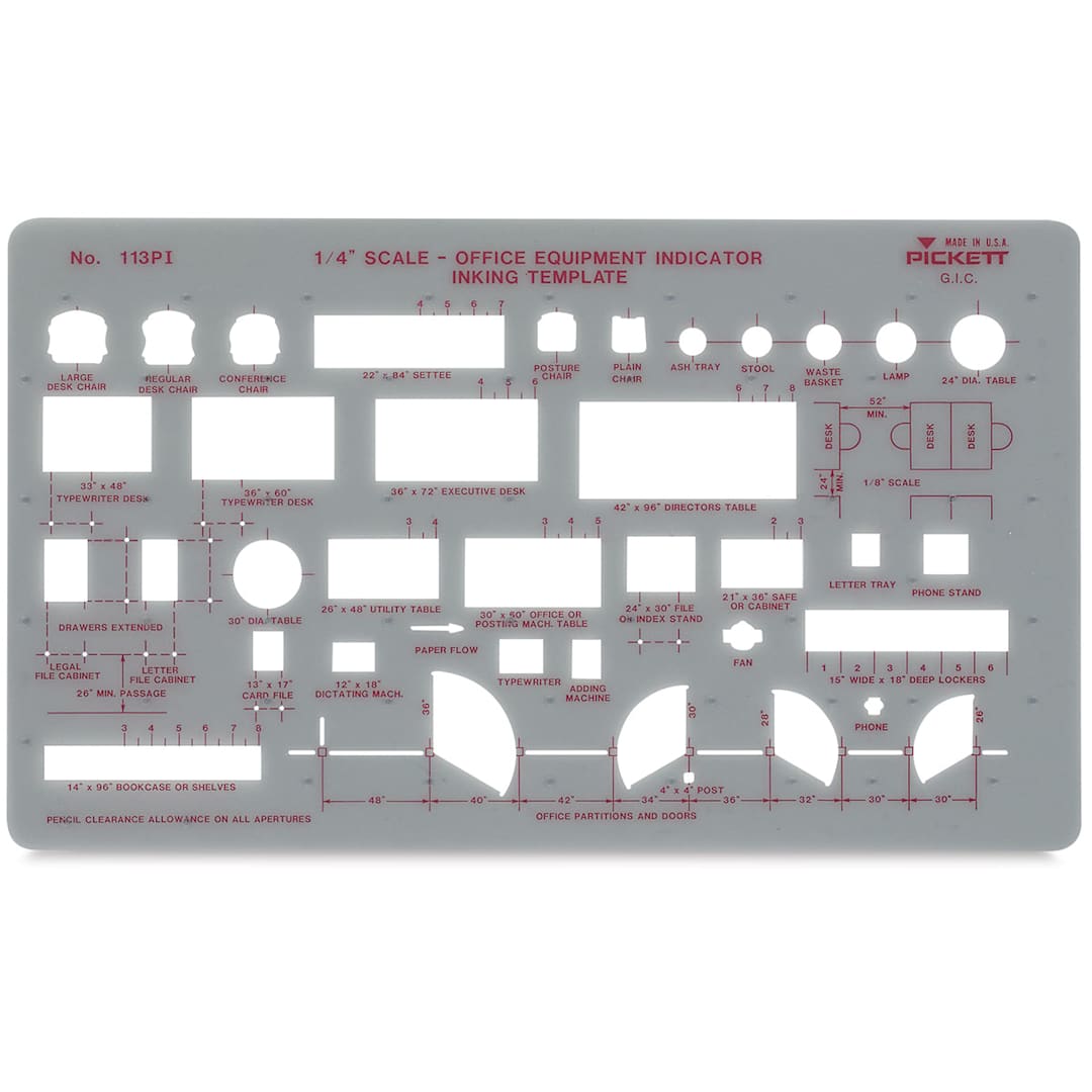 Open in modal - Chartpak Pickett Architectural Template for Office Equipment planning