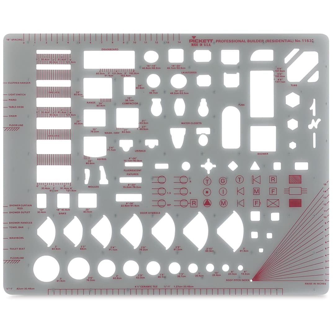 Open in modal - Chartpak Pickett Architectural Template - Residential house plan