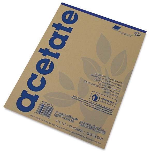 Open in modal - Grafix Clear Acetate Pads - 9" x 12" pad shown at angle