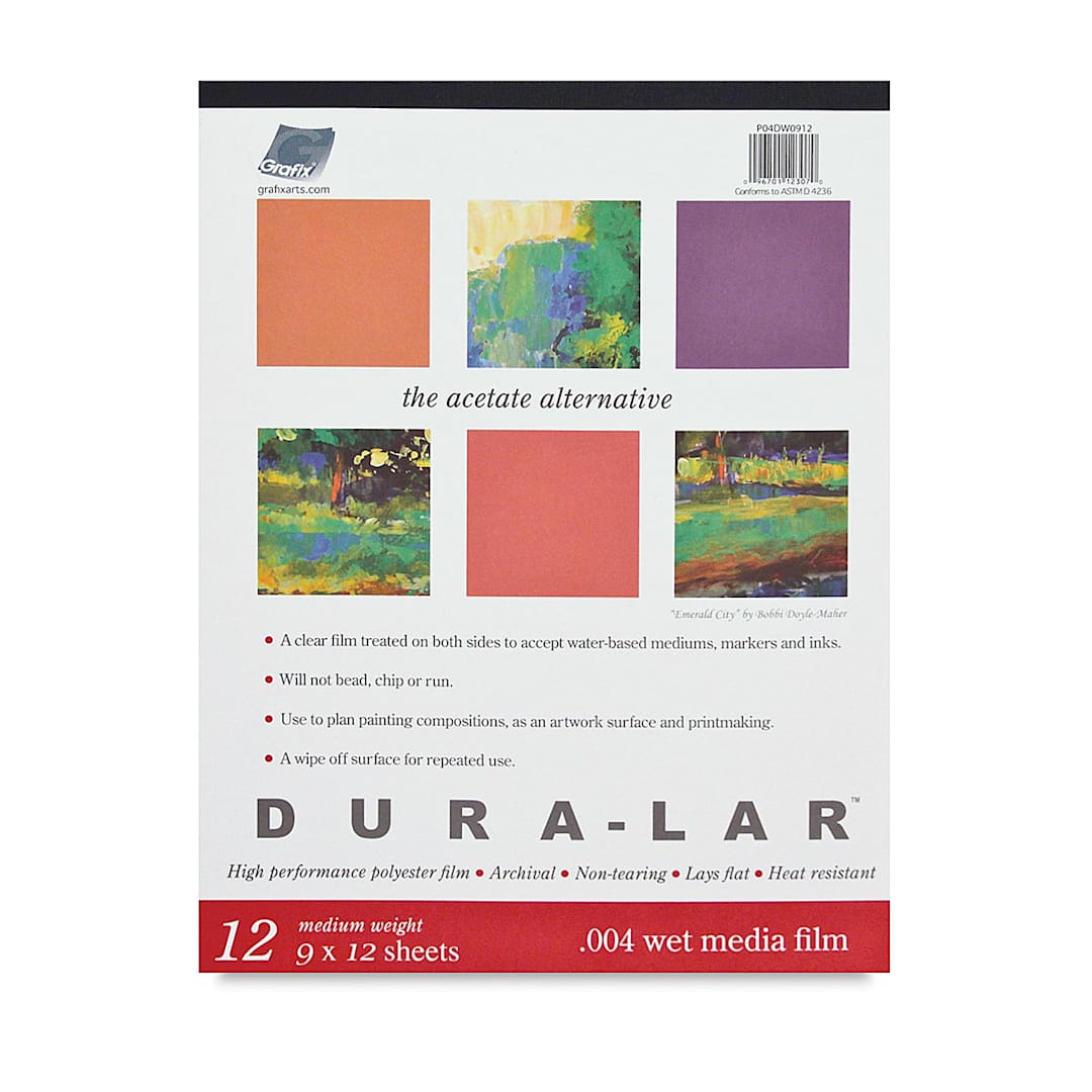 Open in modal - Grafix Dura-Lar Clear Acetate Alternative - 9" x 12" x .003", Pad, 25 Sheets