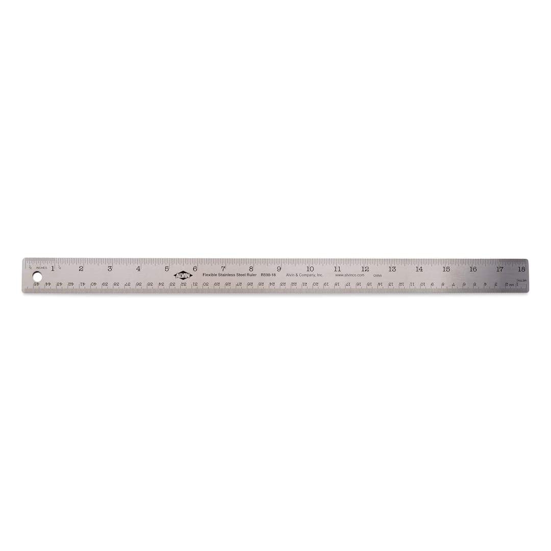 Open in modal - Alvin Non-Skid Stainless Steel Flex Ruler - 18"
