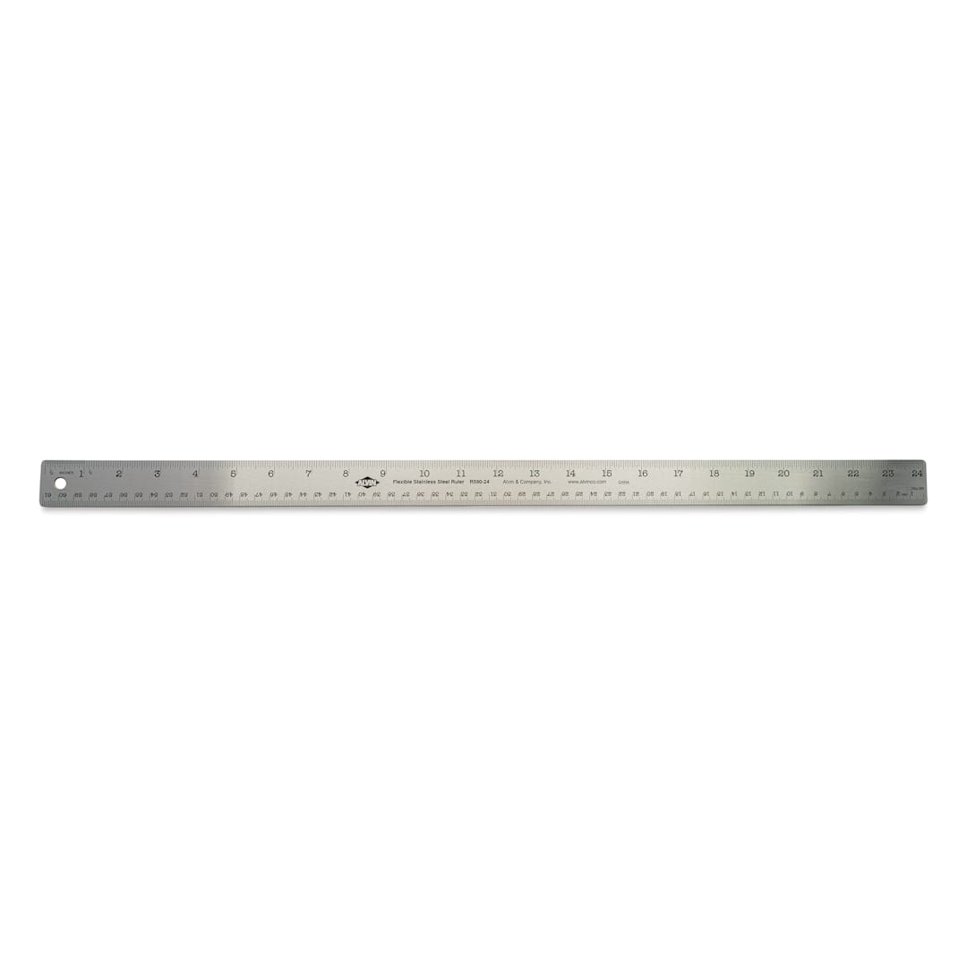 Open in modal - Alvin Non-Skid Stainless Steel Flex Ruler - 24"
