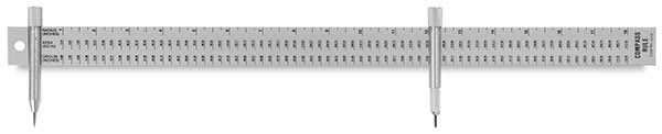 Open in modal - Alumicolor Compass Ruler Set - Ruler shown with Anchor and Lead holder attached