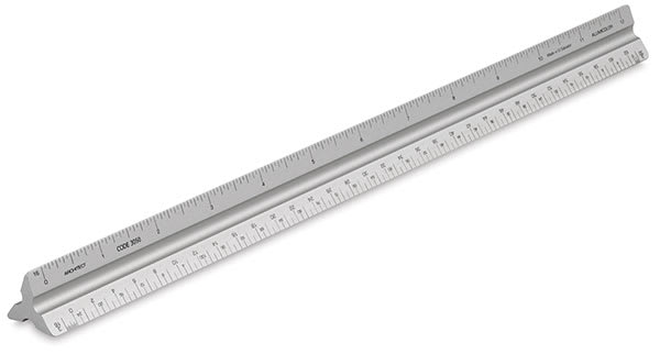 Open in modal - Alumicolor Aluminum Solid Triangular Drafting Scale - 12", Silver, Architect