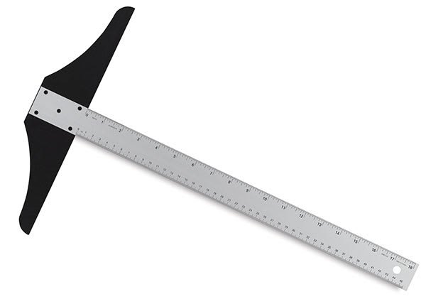 Open in modal - Alumicolor Standard T-Squares - Side view showing plastic head and calibrations