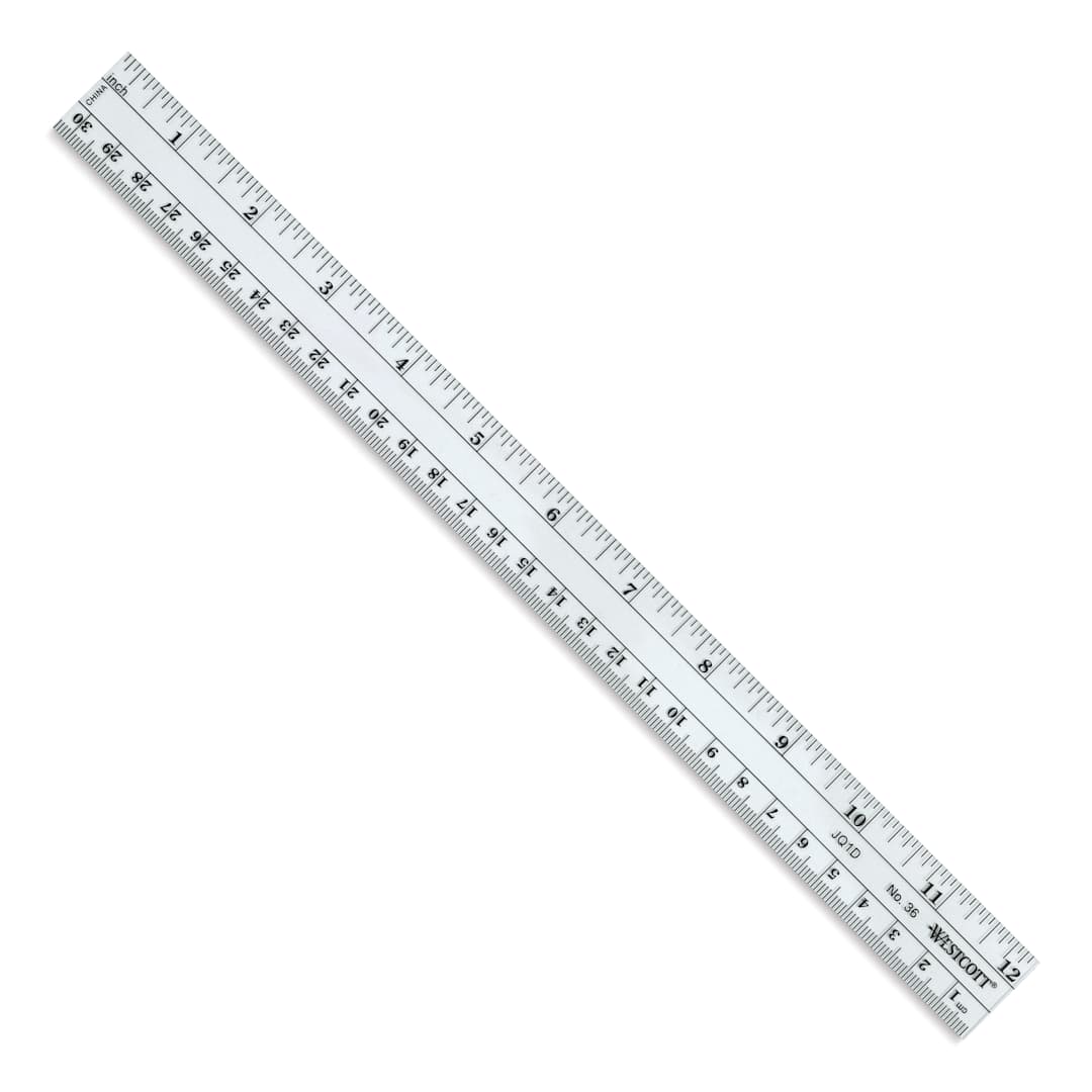 Open in modal - Flexible Inch/Metric Ruler - Angled top view of 12" ruler
