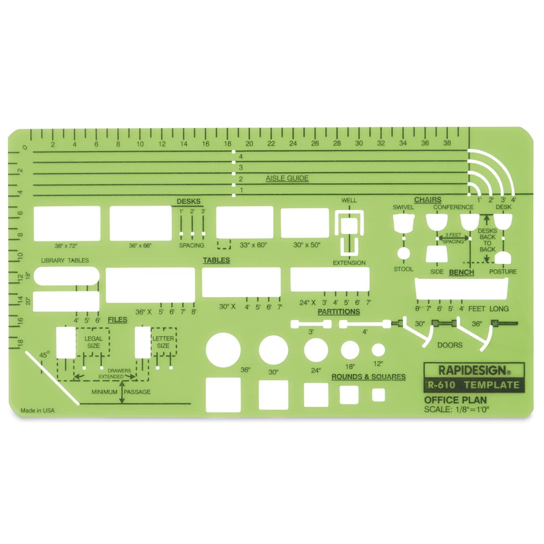 Open in modal - Chartpak Rapidesign Architectural Template - Office Plan, 1/8"