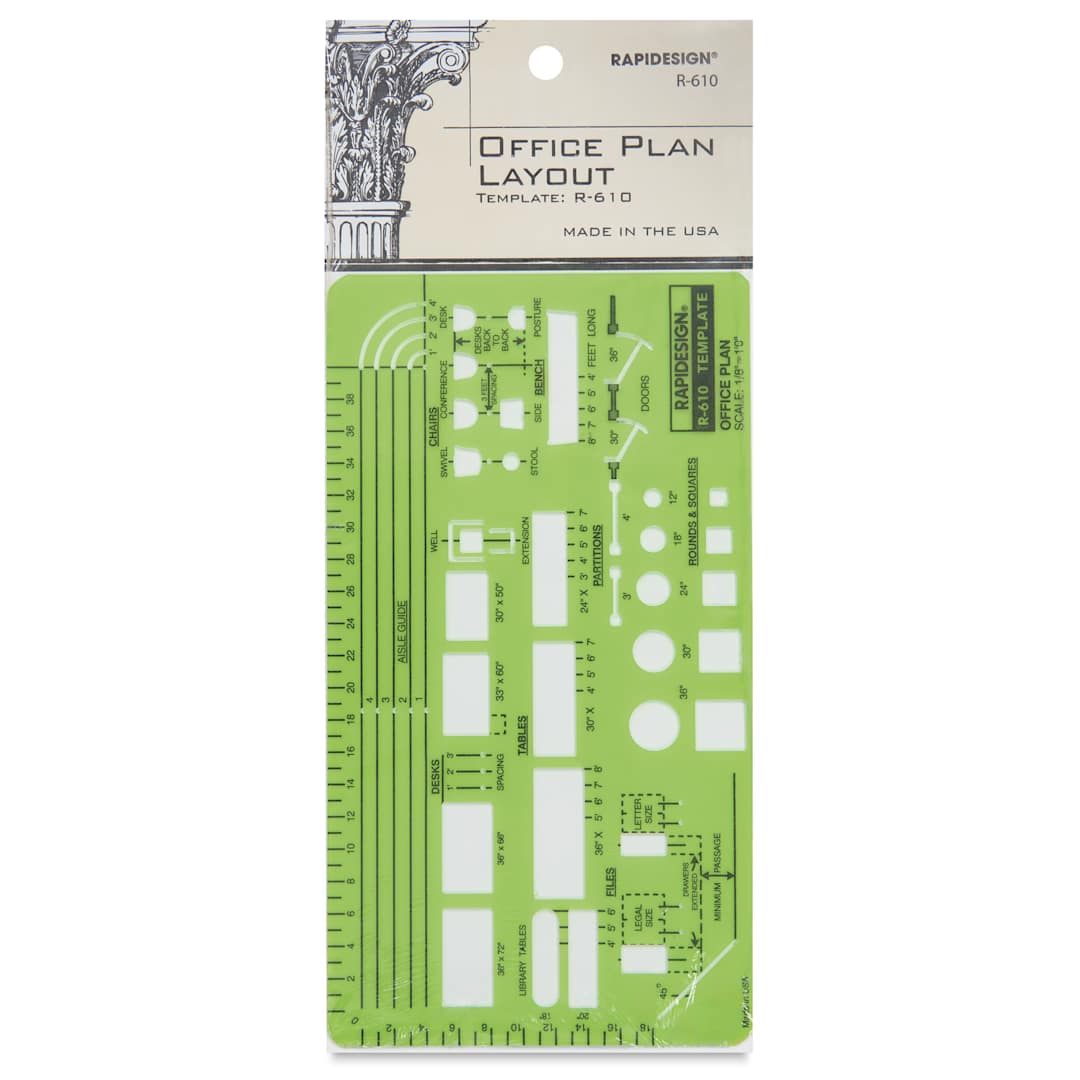 Open in modal - Chartpak Rapidesign Architectural Template - Office Plan, 1/8", front of packaging