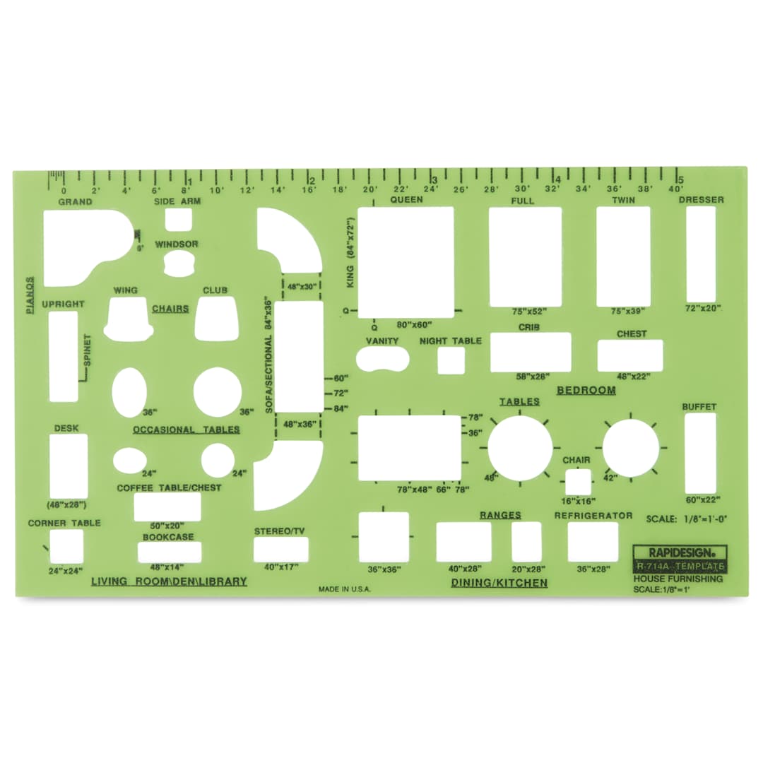 Open in modal - Chartpak Rapidesign Architectural Template - House Furnishings, 1/8"