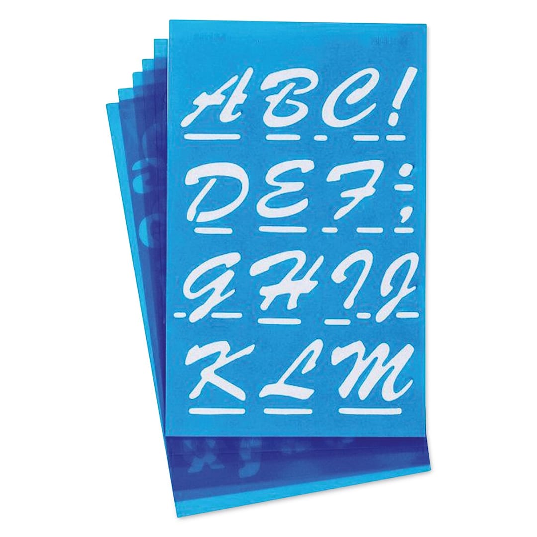 Open in modal - Westcott BetterLetter Plastic Letter Stencils - 3/4'' & 1'', Capital and Lower Case, Brush (out of packaging)