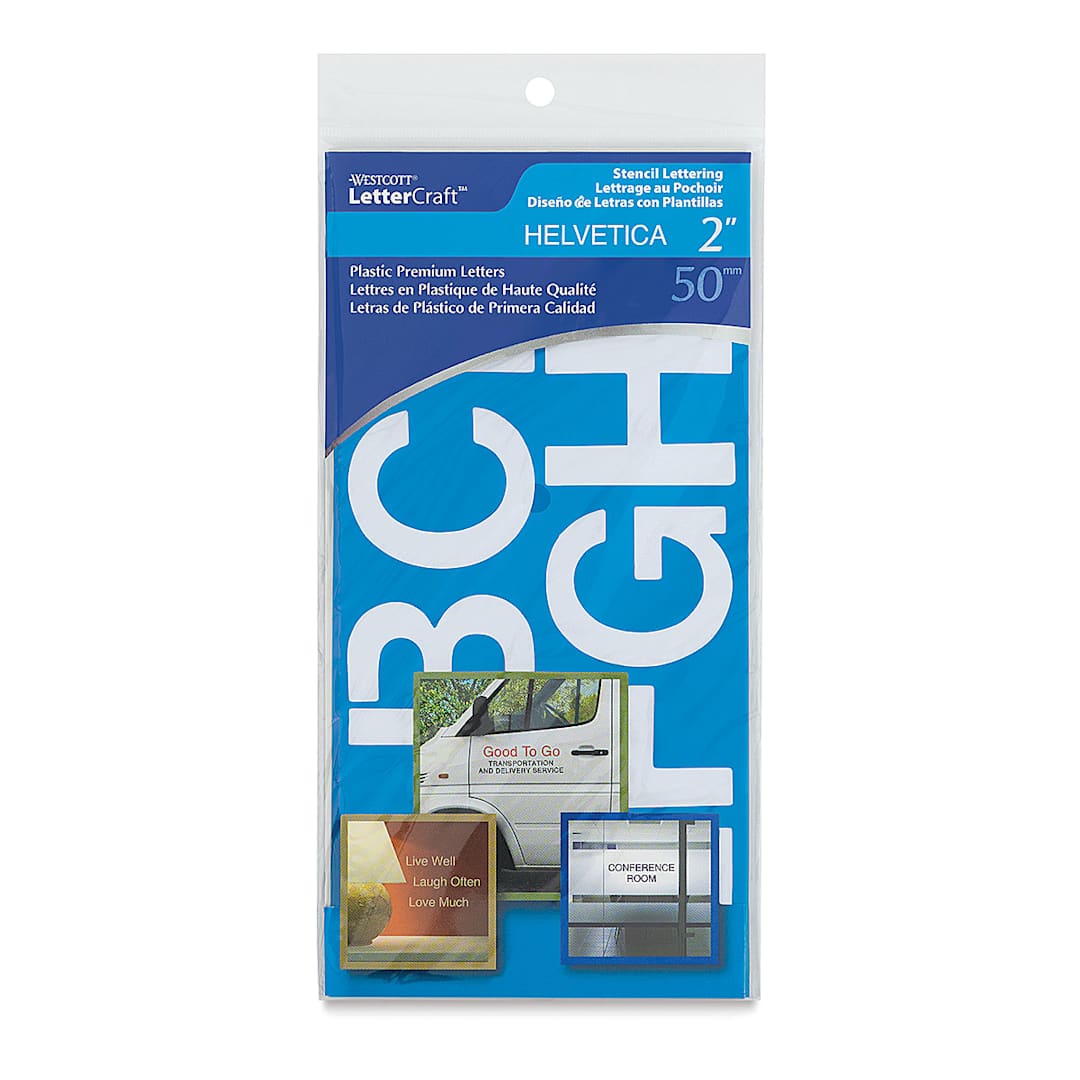 Open in modal - Westcott BetterLetter Plastic Letter Stencils - 2", Capital and Lower Case, Helvetica