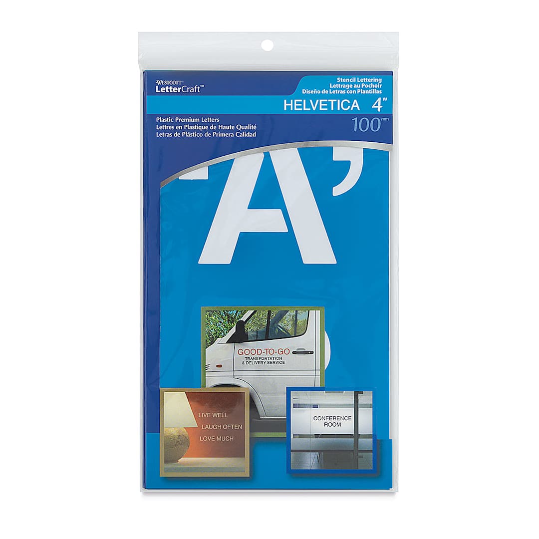 Open in modal - Westcott BetterLetter Plastic Letter Stencils - 4", Capital Only, Helvetica