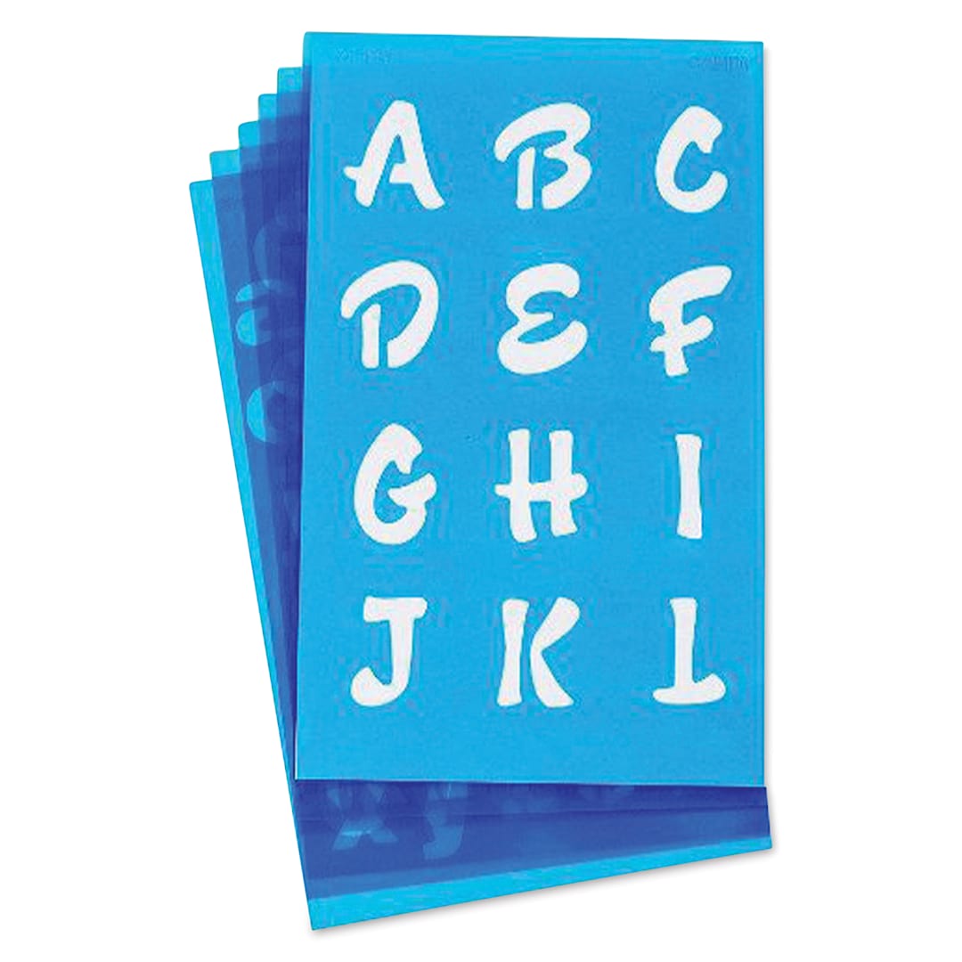 Open in modal - Westcott BetterLetter Plastic Letter Stencils - 3/4" & 1", Capital and Lower Case, Candy (out of packaging)