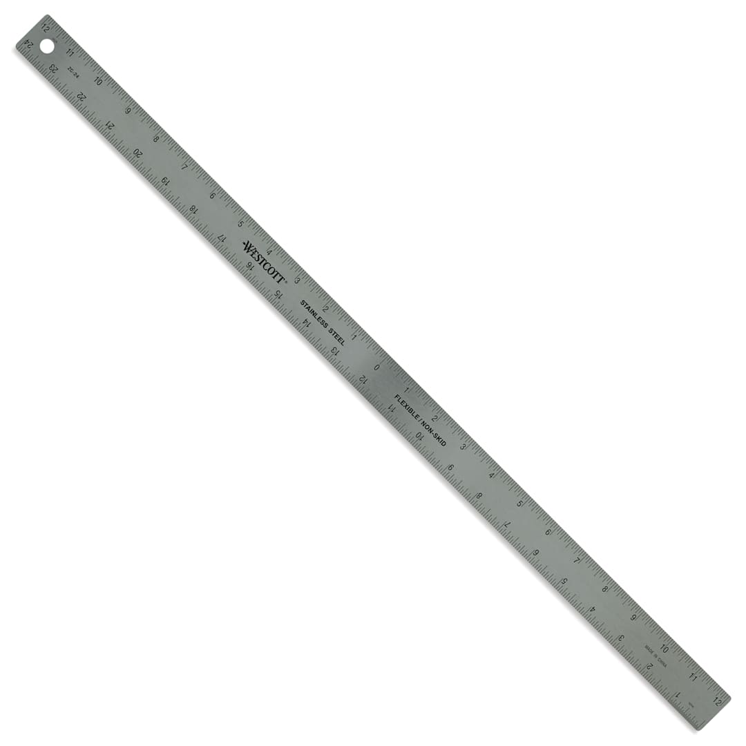 Open in modal - Westcott Metal Zero Centering Ruler - 24" front of ruler