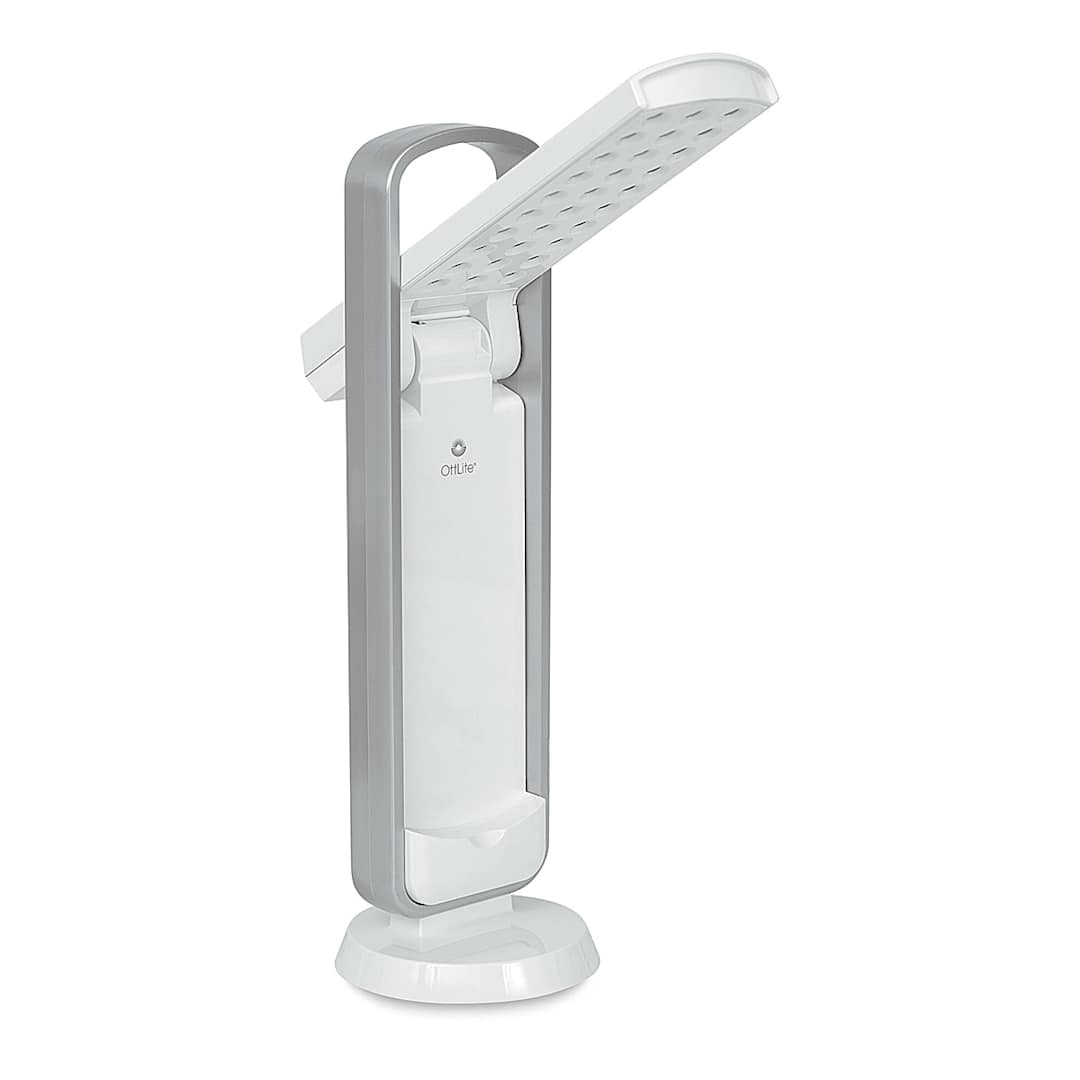 Open in modal - OttLite LED Task Light - White Light open at angle