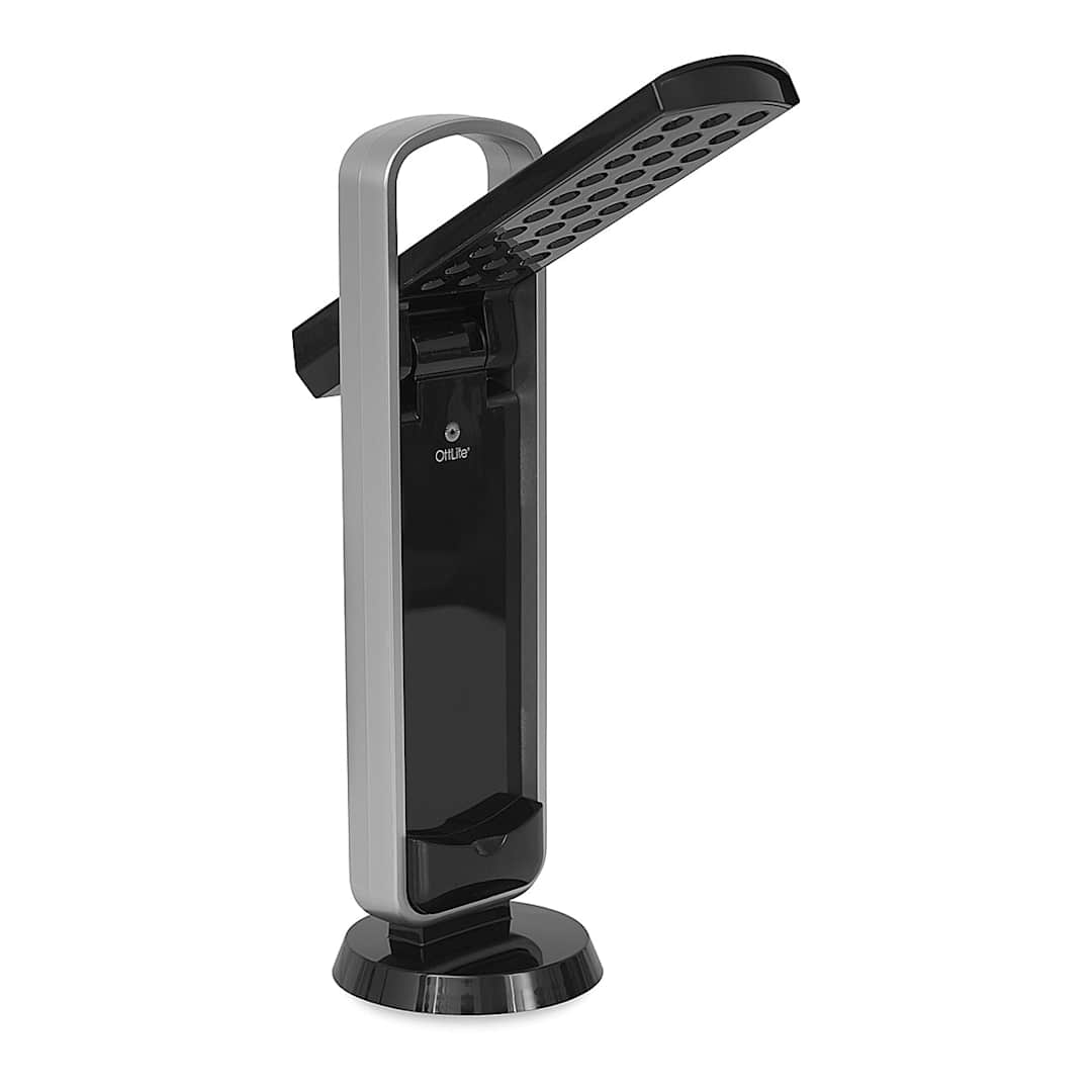 Open in modal - OttLite LED Task Light - Black Light open at angle
