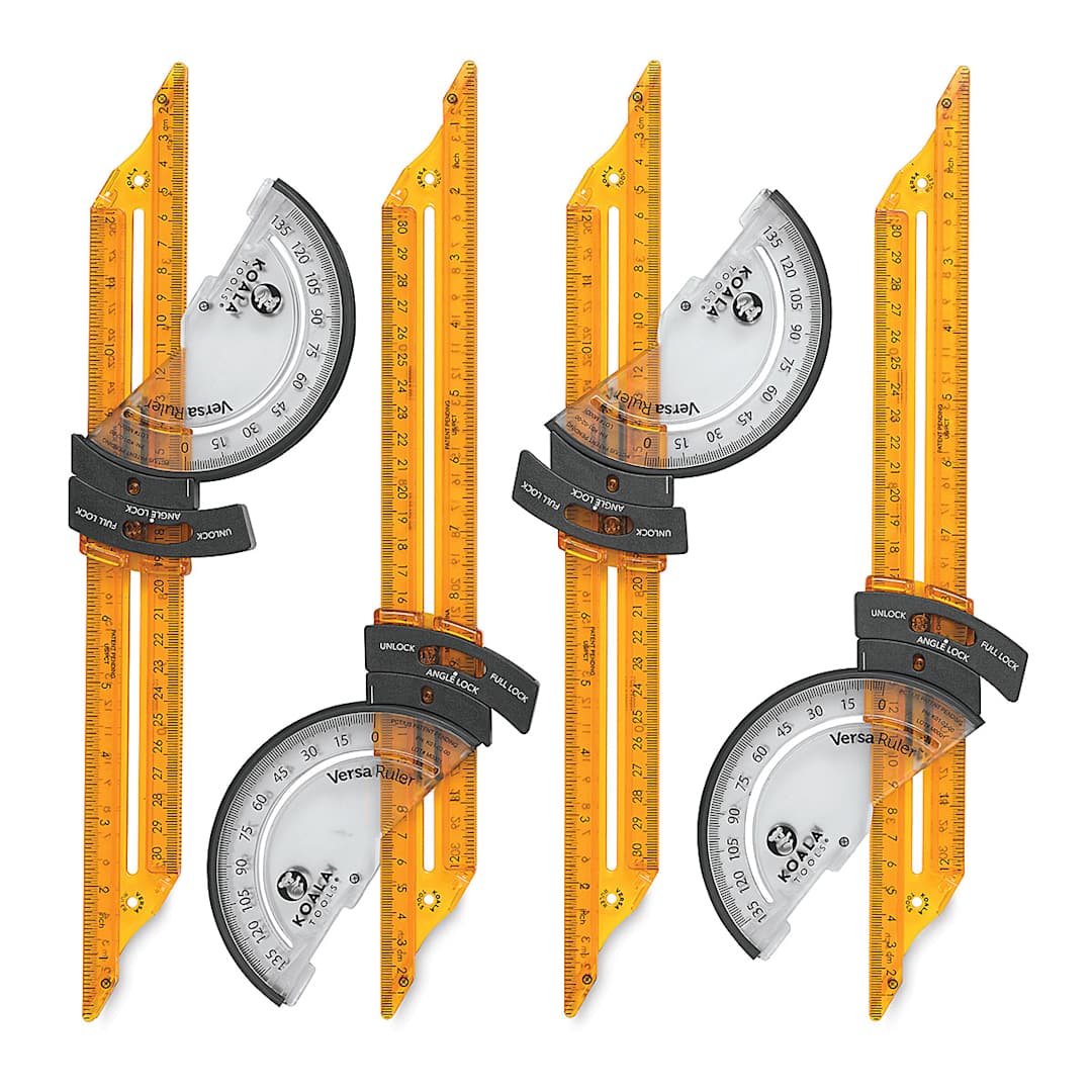 Open in modal - Versa Ruler - 4 interconnectable Ruler sections shown upright and separate