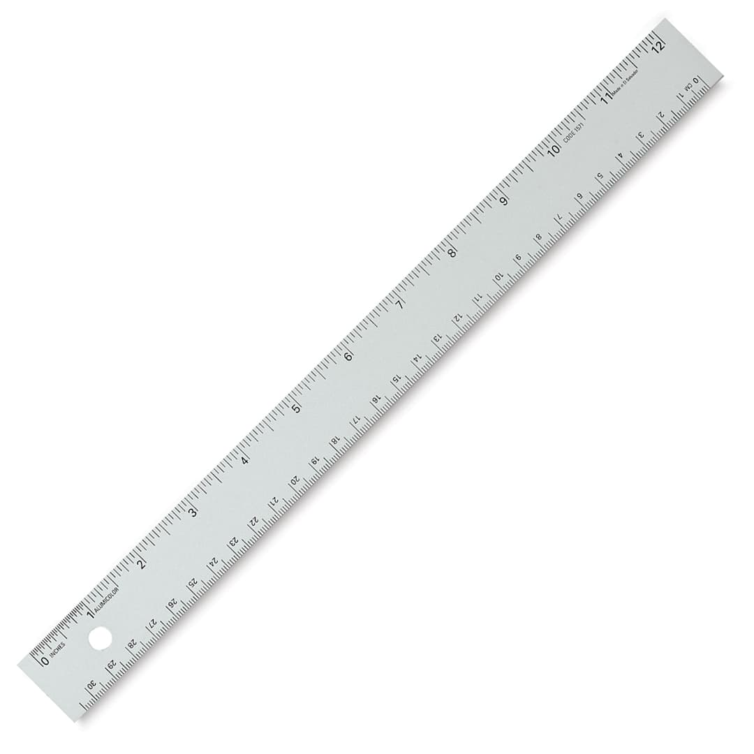 Open in modal - Alumicolor Non-Slip Straight Edge Ruler - Angled view of 12" ruler