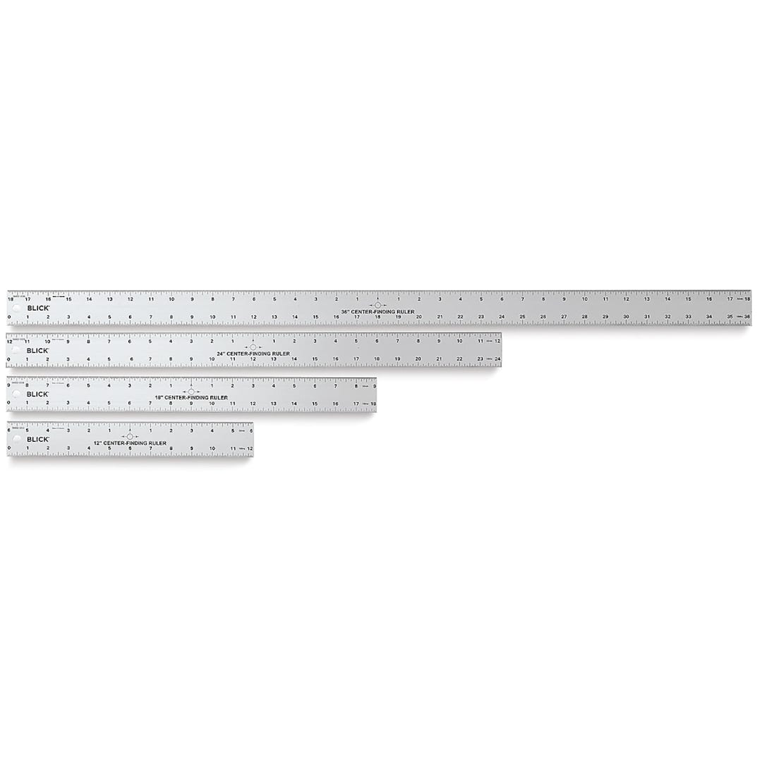 Open in modal - Blick Center Finding Ruler - Four lengths of Ruler shown horizontally
