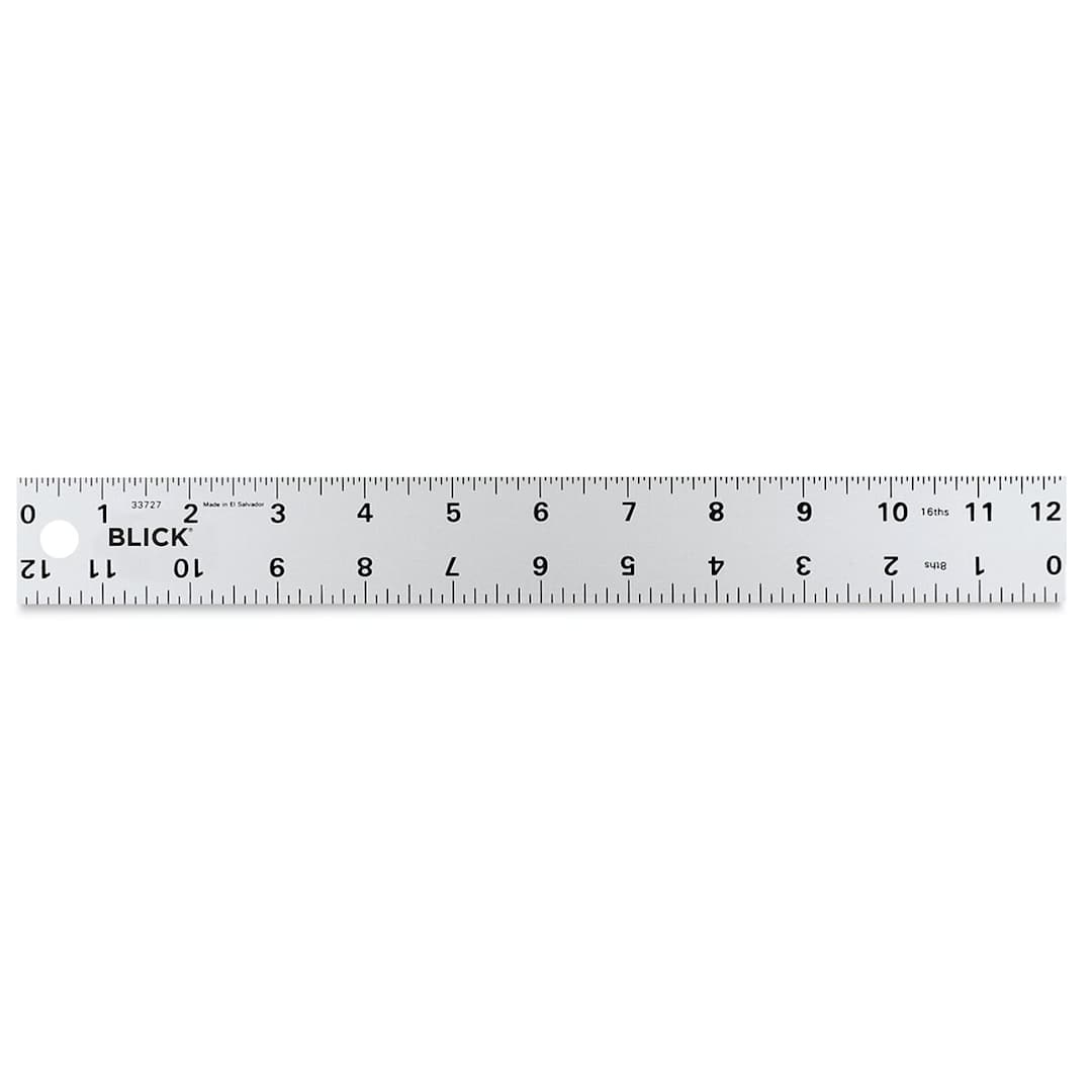 Open in modal - Blick Aluminum Non-Slip Ruler - 12" (out of packaging, front)
