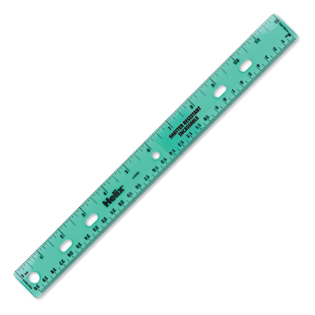 Open in modal - Helix Shatter Resistant Ruler - 12" - Green (Color may vary)