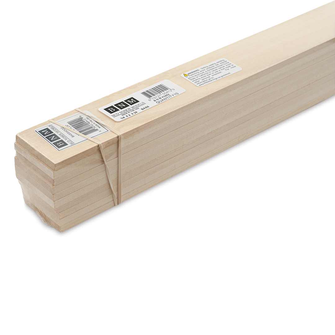 Open in modal - Bud Nosen Basswood Sheets - 1/4" x 2" x 24", 10 Sheets - close-up