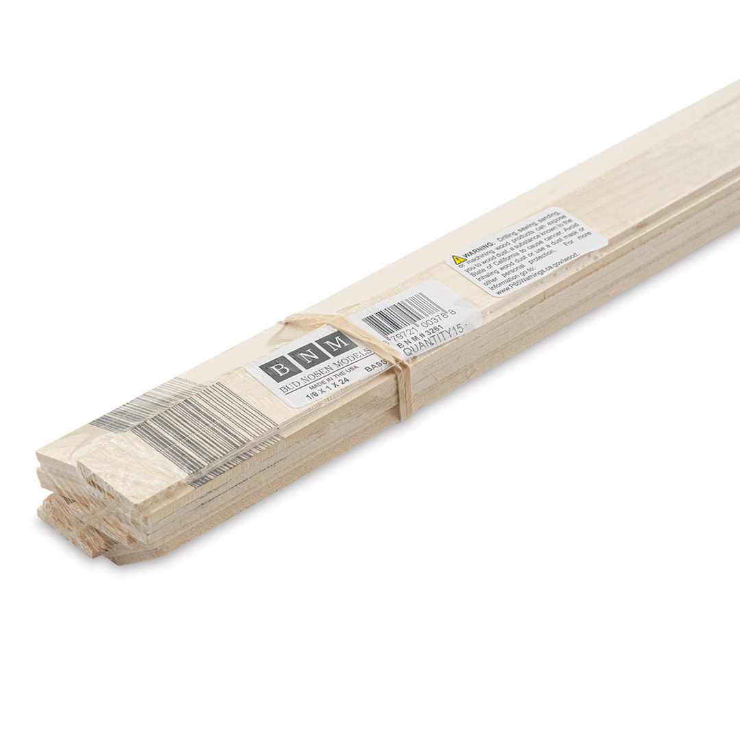 Open in modal - Bud Nosen Basswood Sheets - 1/8" x 1" x 24", 15 Sheets