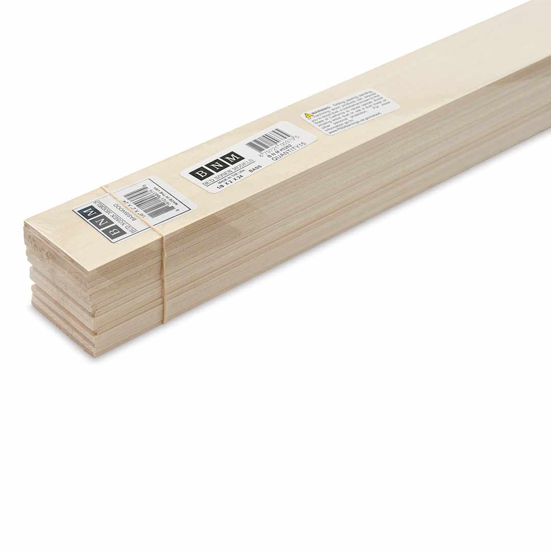 Open in modal - Bud Nosen Basswood Sheets - 1/8" x 2" x 24", 15 Sheets - close-up
