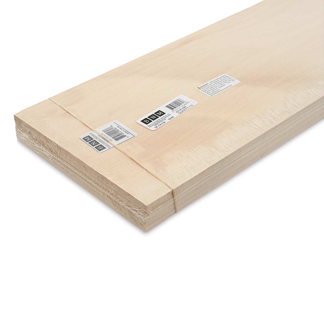 Open in modal - Bud Nosen Basswood Sheets - 1/8" x 8" x 24", 10 Sheets - close-up