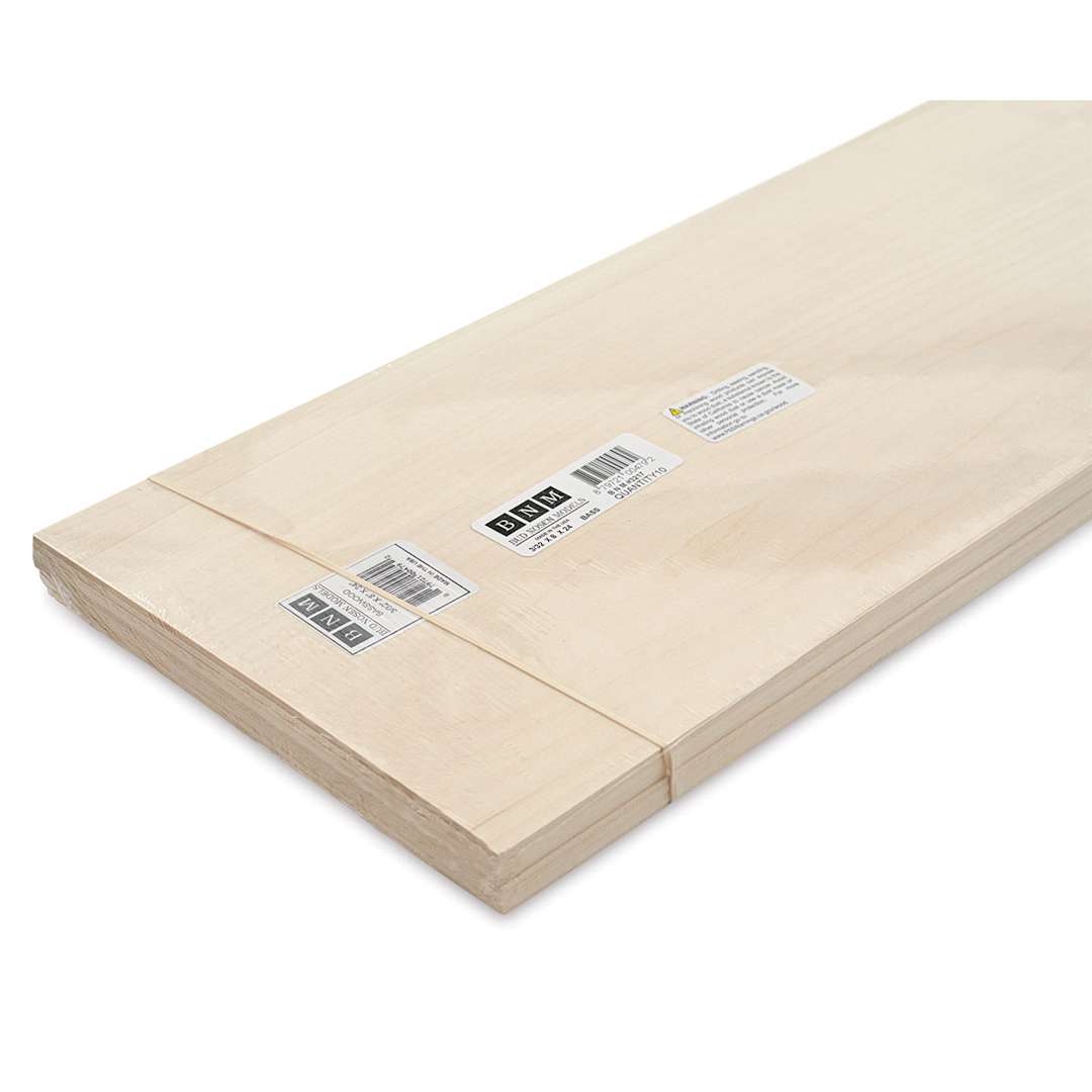 Open in modal - Bud Nosen Basswood Sheets - 3/32" x 8" x 24", 10 Sheets - close-up