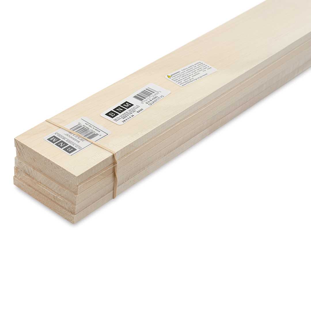 Open in modal - Bud Nosen Basswood Sheets - 3/8" x 3" x 24", 5 Sheets - close-up