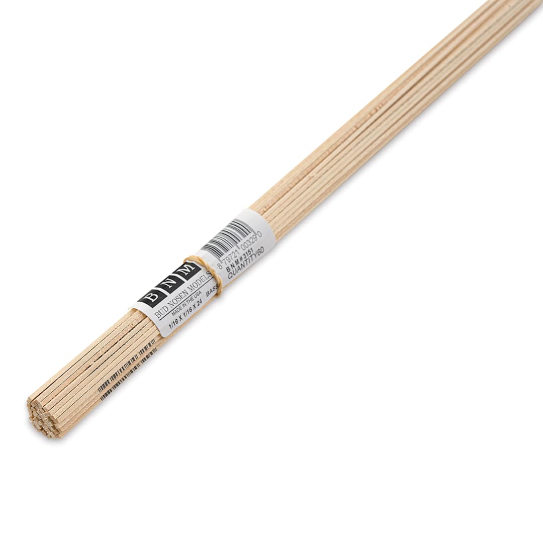 Open in modal - Bud Nosen Basswood Sticks - 1/16" x 1/16" x 24", 60 Sticks - close-up