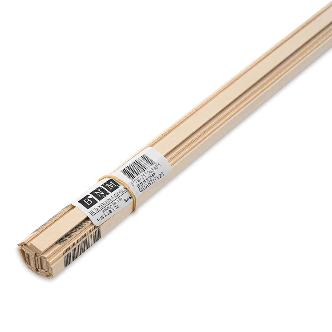 Open in modal - Bud Nosen Basswood Sticks - 1/16" x 3/8" x 24", 28 Sticks - close-up