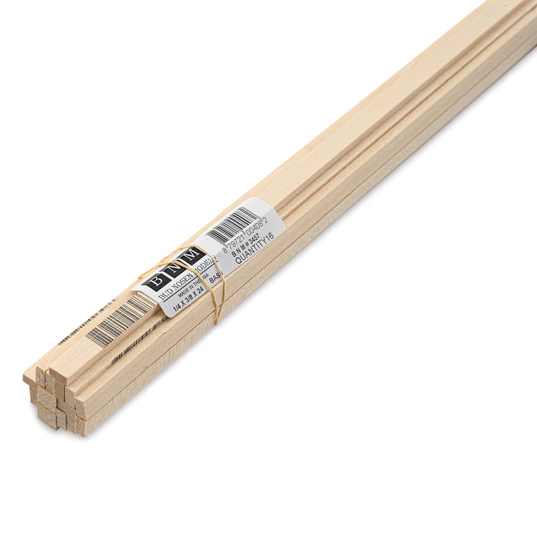 Open in modal - Bud Nosen Basswood Sticks - 1/4" x 3/8" x 24", 16 Sticks - close-up