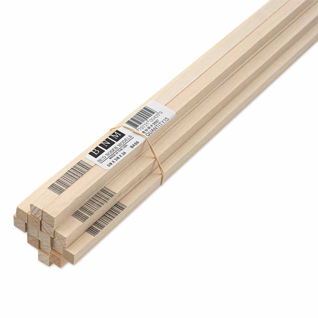 Open in modal - Bud Nosen Basswood Sticks - 3/8" x 3/8" x 24", 15 Sticks - close-up