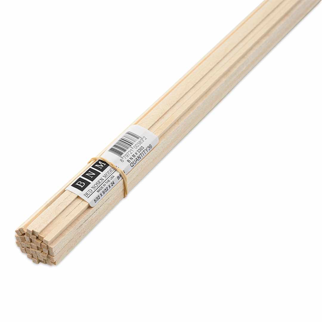 Open in modal - Bud Nosen Basswood Sticks - 5/32" x 5/32" x 24", 36 Sticks - close-up