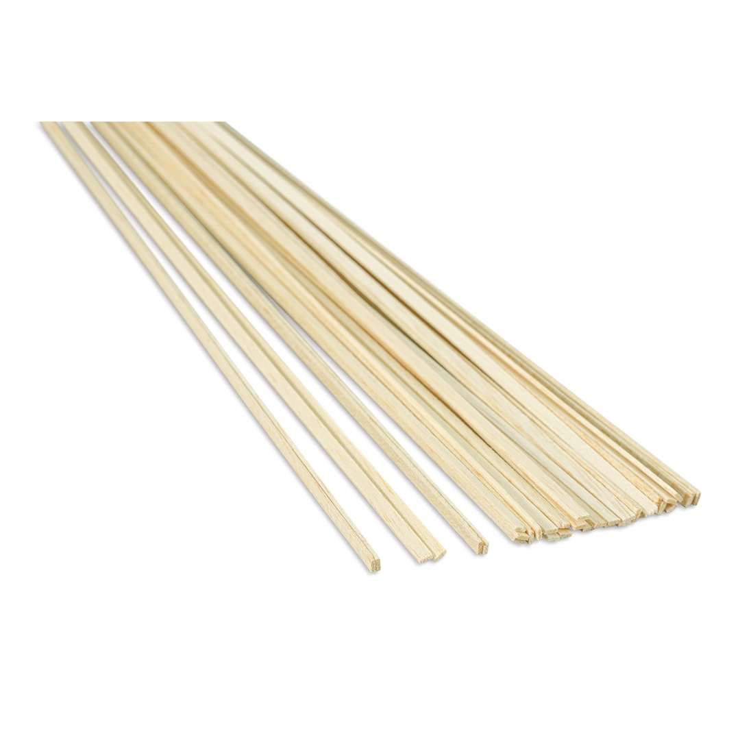 Open in modal - Bud Nosen Balsa Wood Sticks - 1/16" x 3/16" x 36", Pkg of 36 (view of the ends)