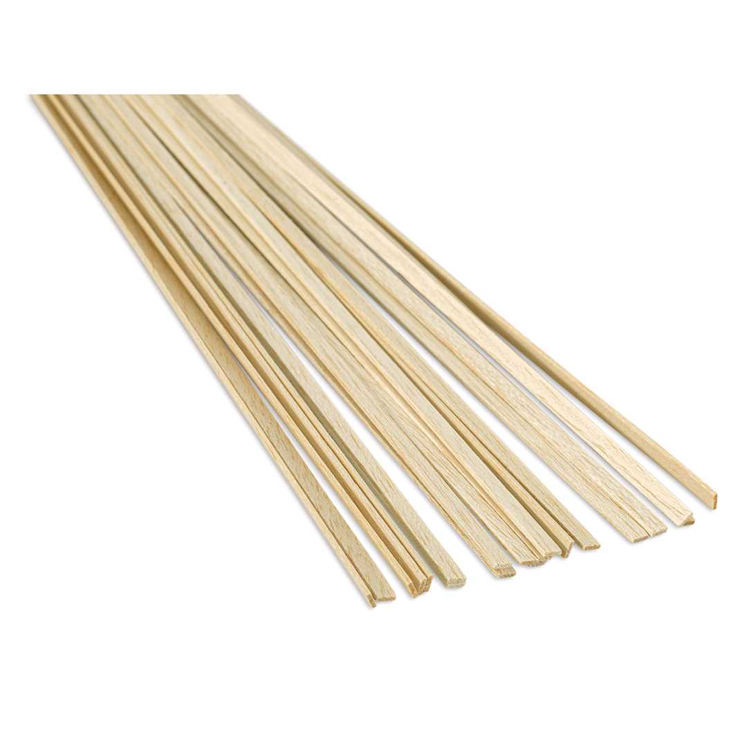 Open in modal - Bud Nosen Balsa Wood Sticks - 1/16" x 1/4" x 36", Pkg of 30 (view of the ends)
