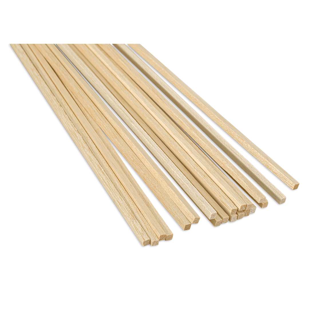 Open in modal - Bud Nosen Balsa Wood Sticks - 1/4" x 1/4" x 36", Pkg of 20 (close-up)
